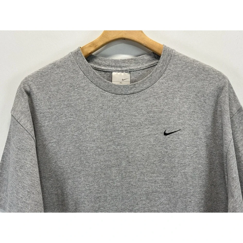 Vtg Y2K Nike Swoosh Tshirt Men's XL Grey Embroidered Classic Skater Grunge 90s